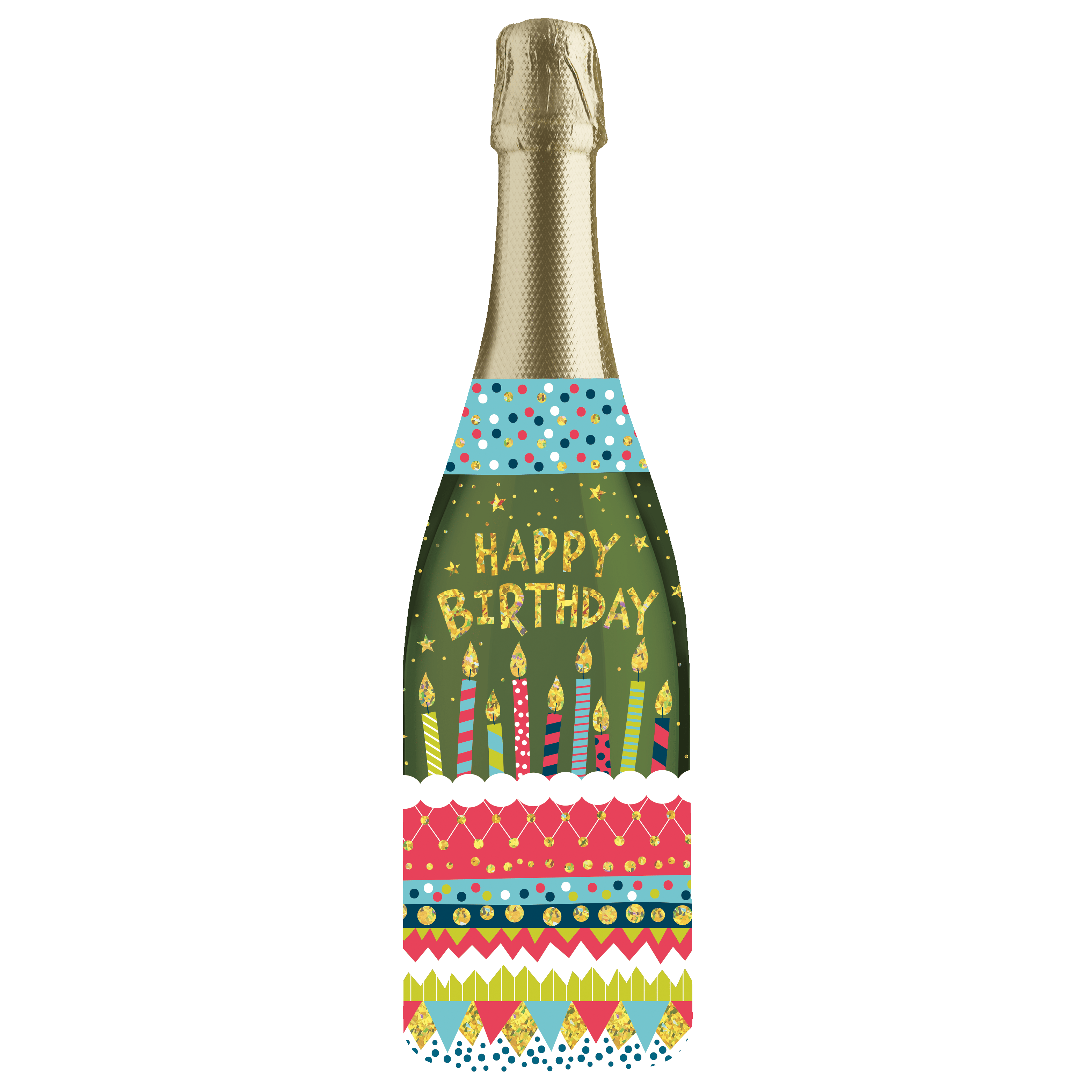 Pictura patterned champagne sound card for birthdays with musical champagne glass design and celebratory sound feature.